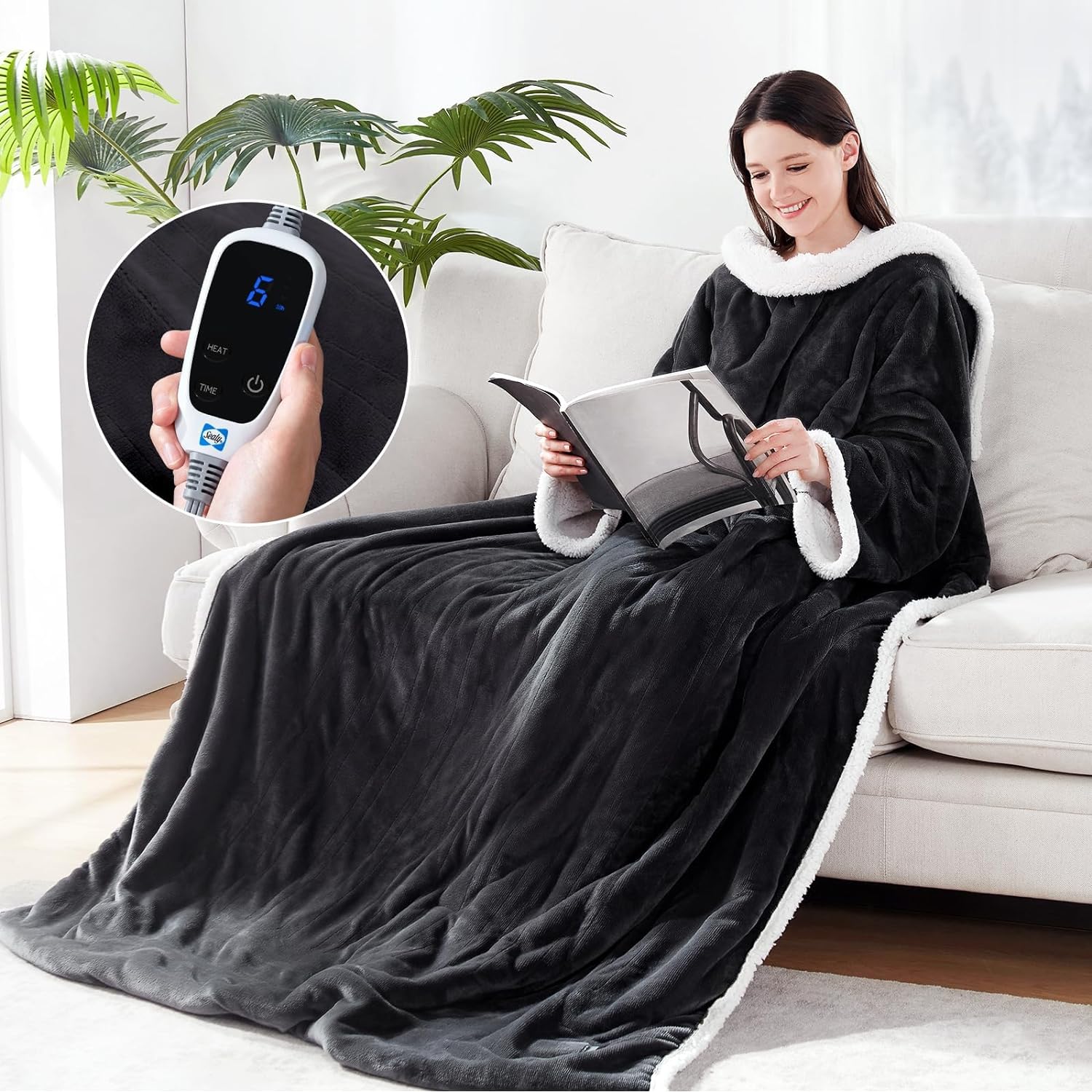 Detalle de Sealy SL-HSF50SN-GR Wearable Electric Blanket with Sleeves and Foot Pocket