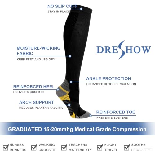 Thumbnail 4 de DRESHOW 4 Pairs Compression Socks for Women & Men – Best Support for Running, Cycling and Travel