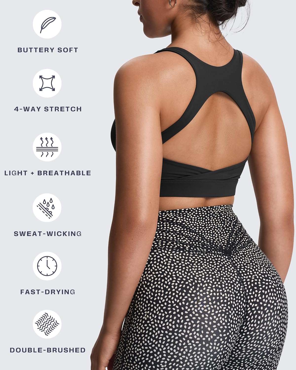 Detalle de Aoxjox Women's High Impact Sports Bra — Khloe Yoga Crop Tank