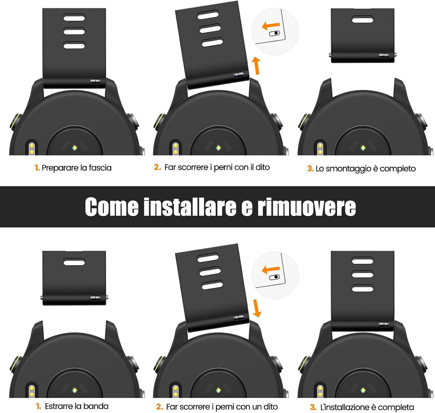 Detalle de ANBEST cinturino sportivo in silicone da 22 mm compatibile con Forerunner 255, Vivoactive 4, Venu 2 e altri smartwatch