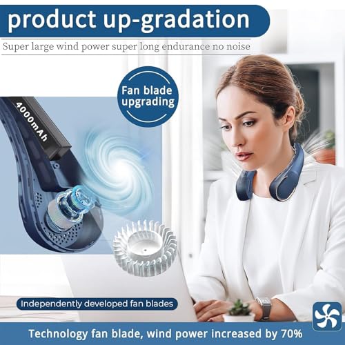 Thumbnail 2 de ASNUG Neck Fan – Bladeless, USB-Rechargeable Personal Fan with 4000mAh Battery