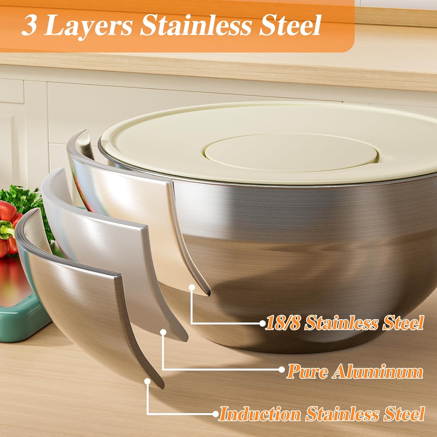 Thumbnail 5 de Winproper Mixing Bowls Set 6 PCS, 4.5 QT 🥣