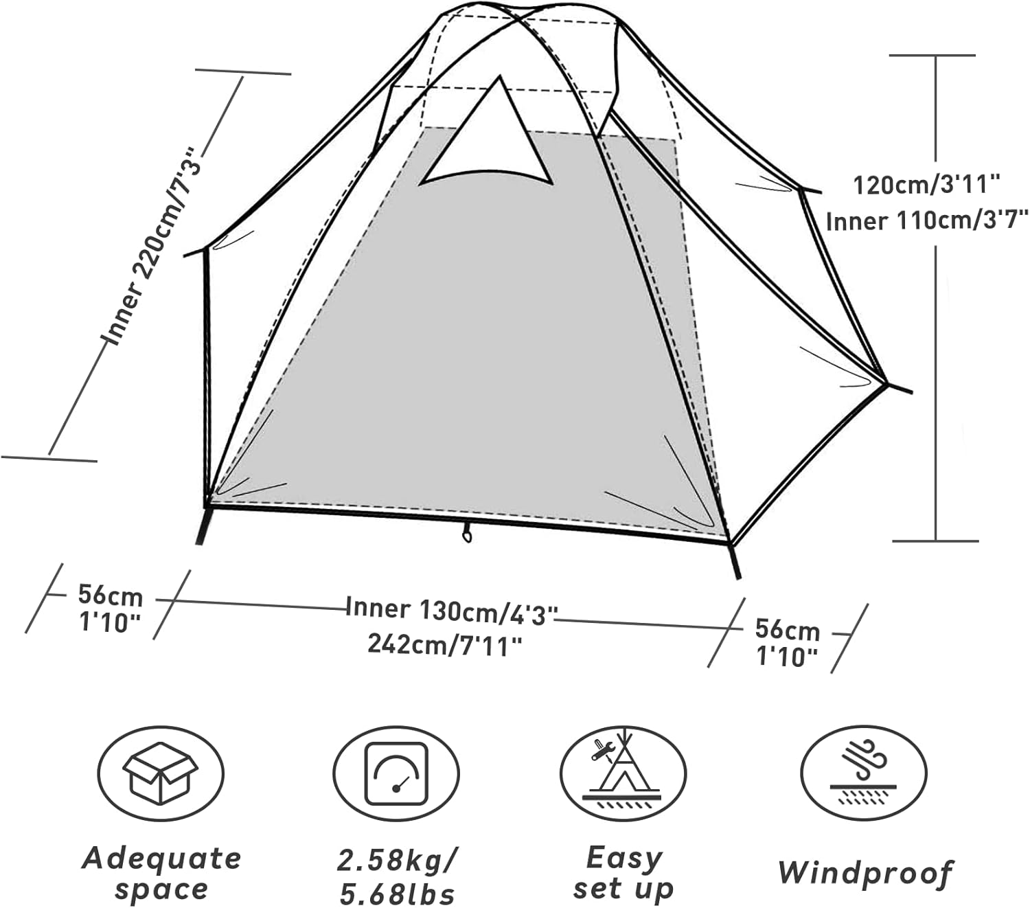 Detalle 2 de Forceatt Zelt für Camping 2,58 kg