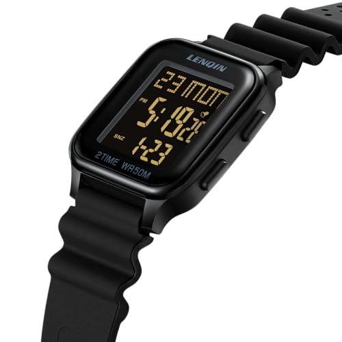 Detalle de LN LENQIN Montre Homme – Montres numériques sport étanches, bracelet silicone