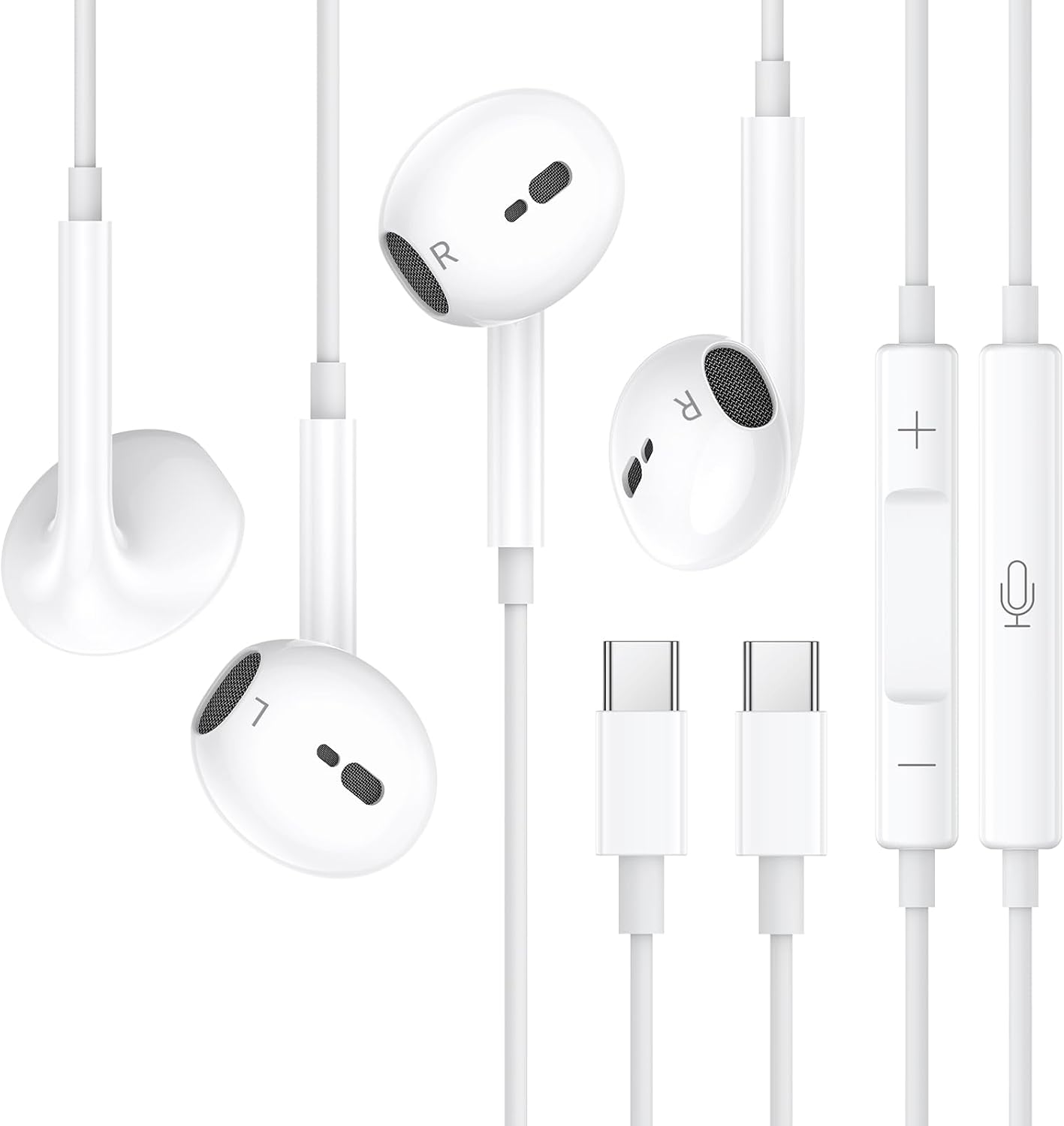 Thumbnail 6 de USB-C Wired In-Ear Headphones with Microphone & Volume Control for iPhone 15/16/17 and Galaxy S (Stereo, Plug-in)