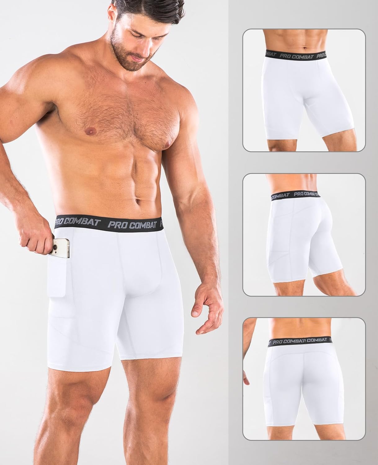 Detalle de Niksa Compression Shorts Men – 1 Pack or 3 Packs for Gym, Running and All Day Comfort