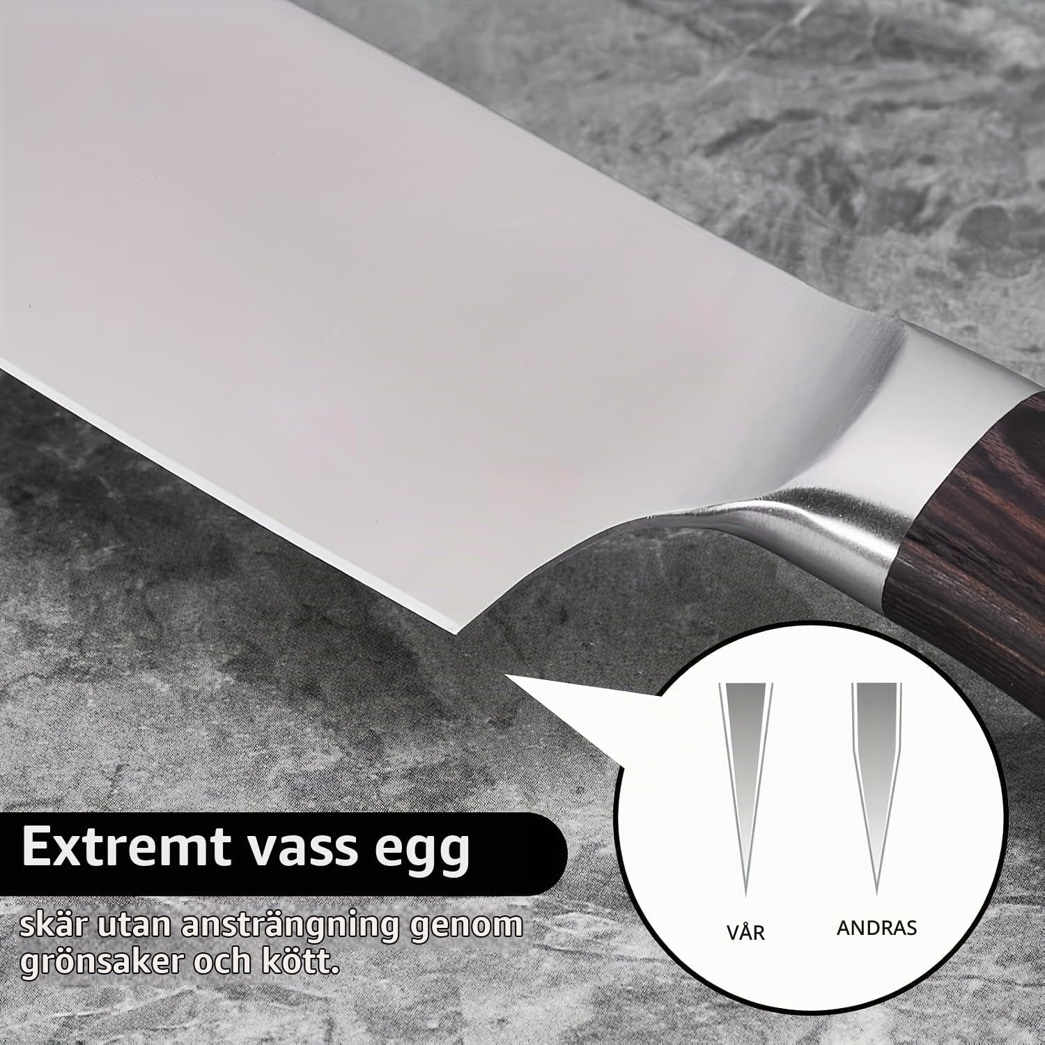 Detalle de SHI BA ZI ZUO YQSL506 kockkniv med 17,8 cm blad i högkolhaltigt rostfritt stål