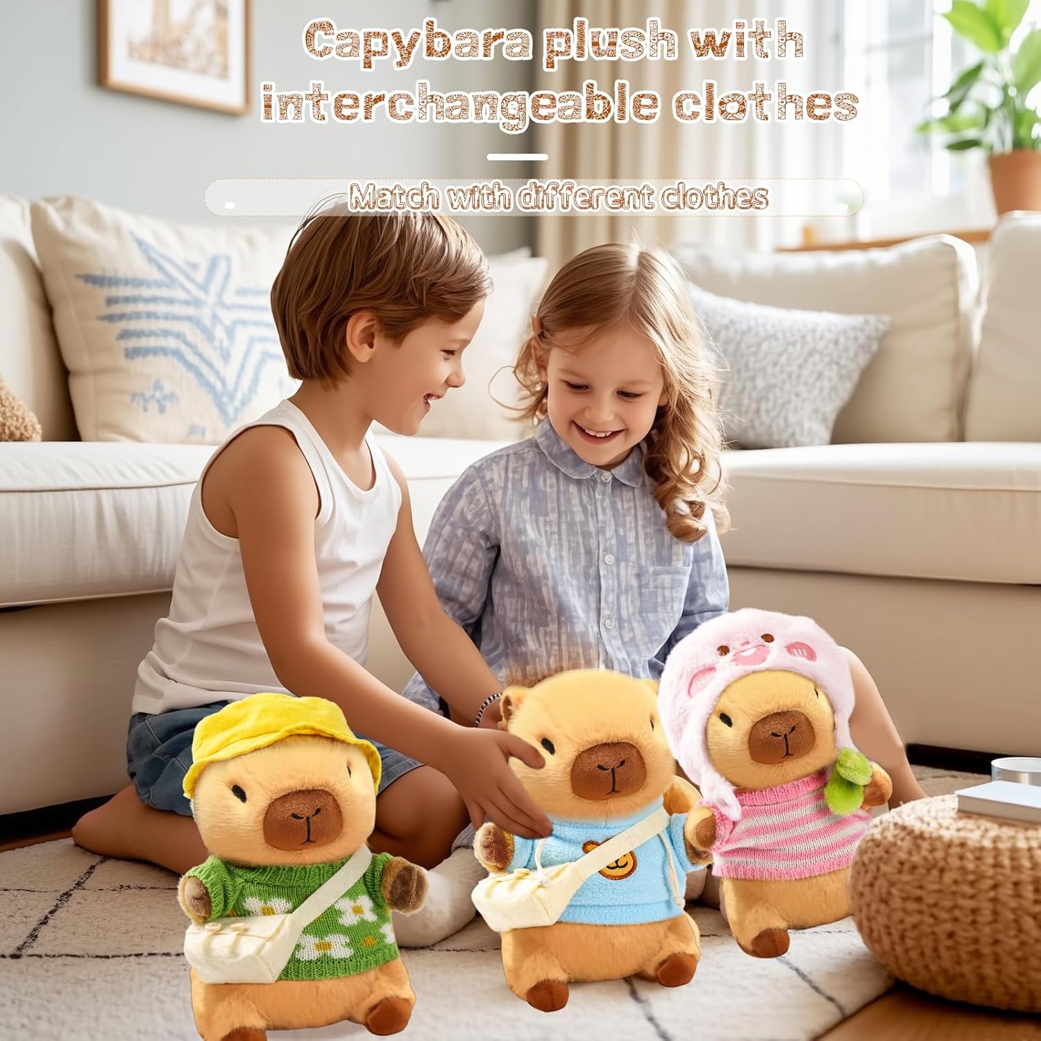 Thumbnail 4 de 10.2 inch Capybara plush set