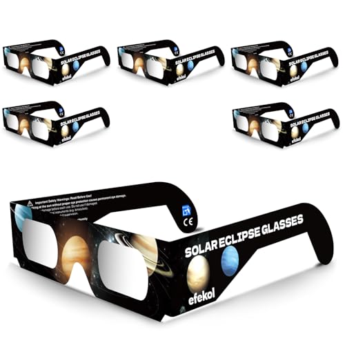 Detalle de efekol Gafas Eclipse Solar Homologadas (6 Pack) – Seguridad certificada para observar el eclipse