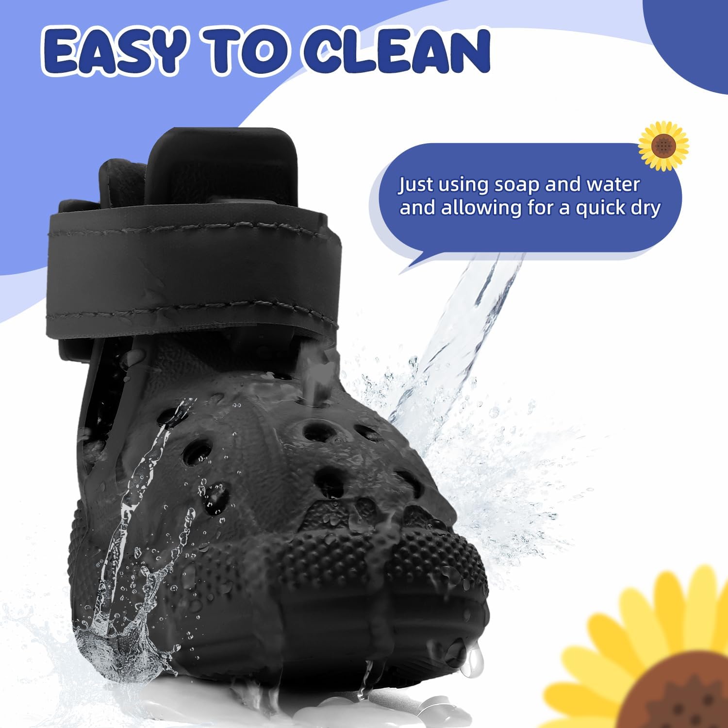 Detalle de SlowTon Dog Shoes for Hot Pavement: Breathable, Non-Slip Dog Sandals with Reflective Stripes