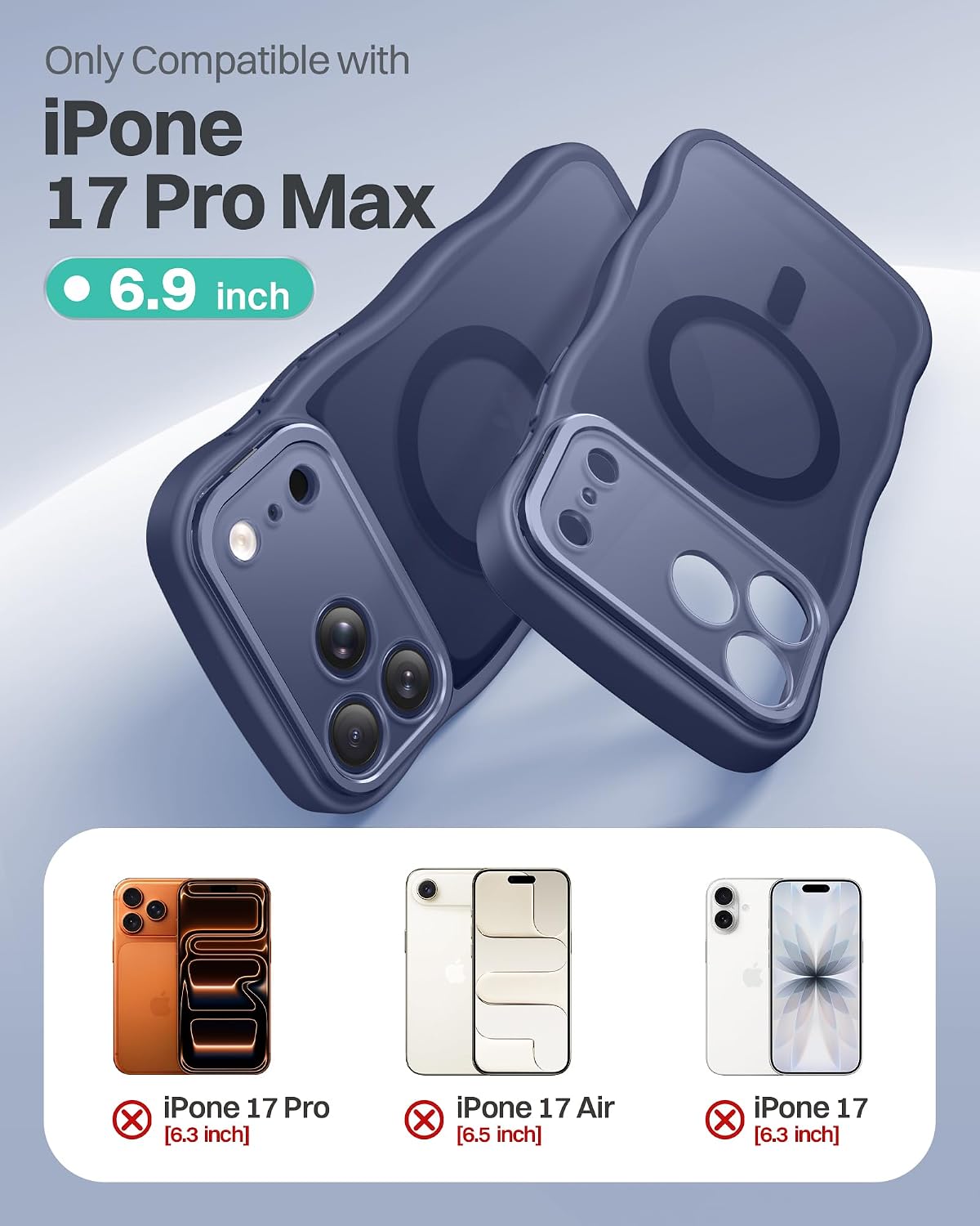 Detalle de GolbinBox iPhone 17 Pro Max Case with Stash Stand (6.9") — MagSafe Compatible, Full Camera Protection, Deep Blue