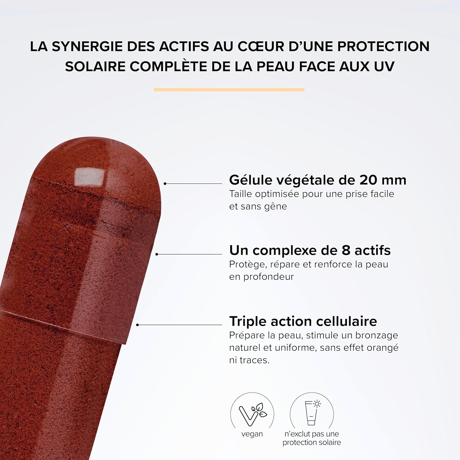 Detalle de Préparateur Solaire 3-en-1 - Beyond Elements (Active & Prolonge Le Bron) – 2 mois, Vegan