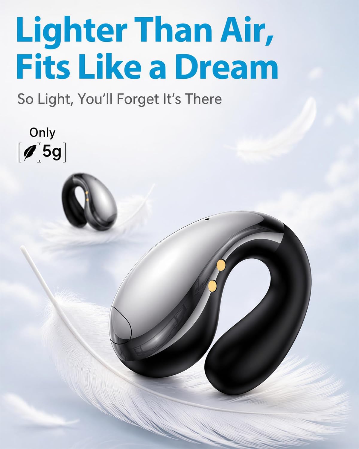 Detalle 2 de Boytond Ultra Open Ear Earbuds — Comfortable Clip-On Bone Conduction Earbuds with Waterproof Build