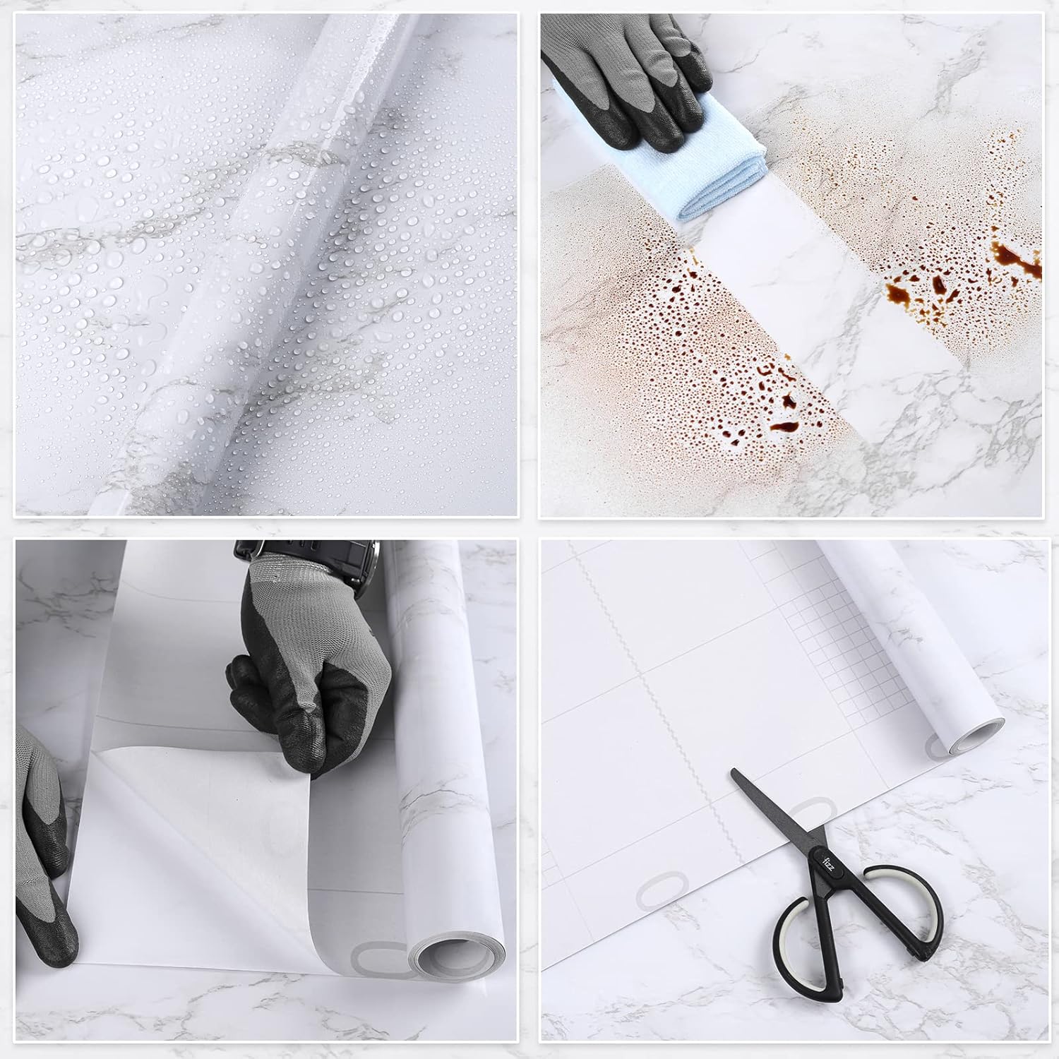 Detalle 2 de Granite White Grey marble vinyl wrap 30cm x 2m