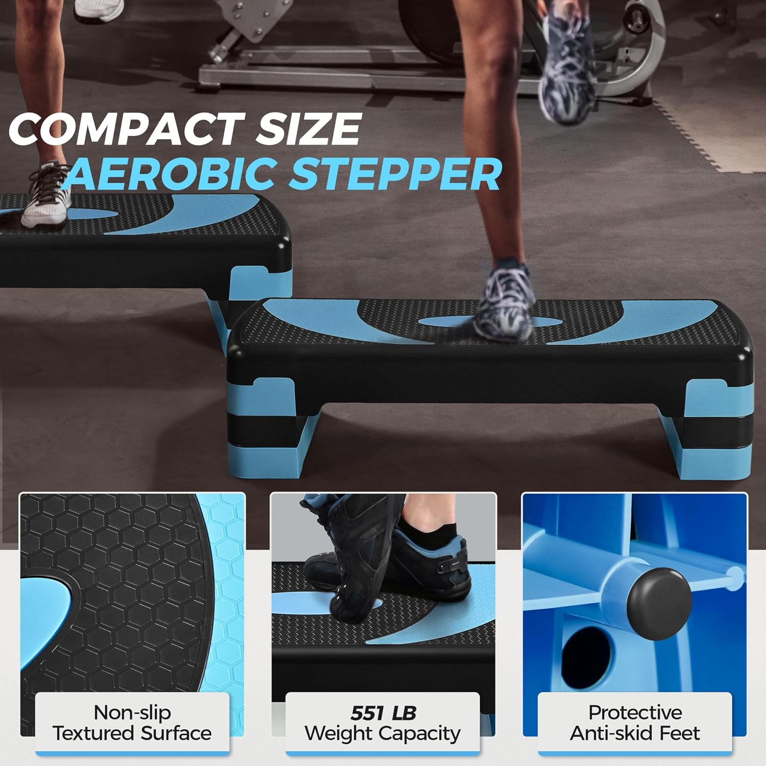 Detalle de Yaheetech YT-00154858 Aerobic Step Platform, 3 Heights, Non-Slip Surface