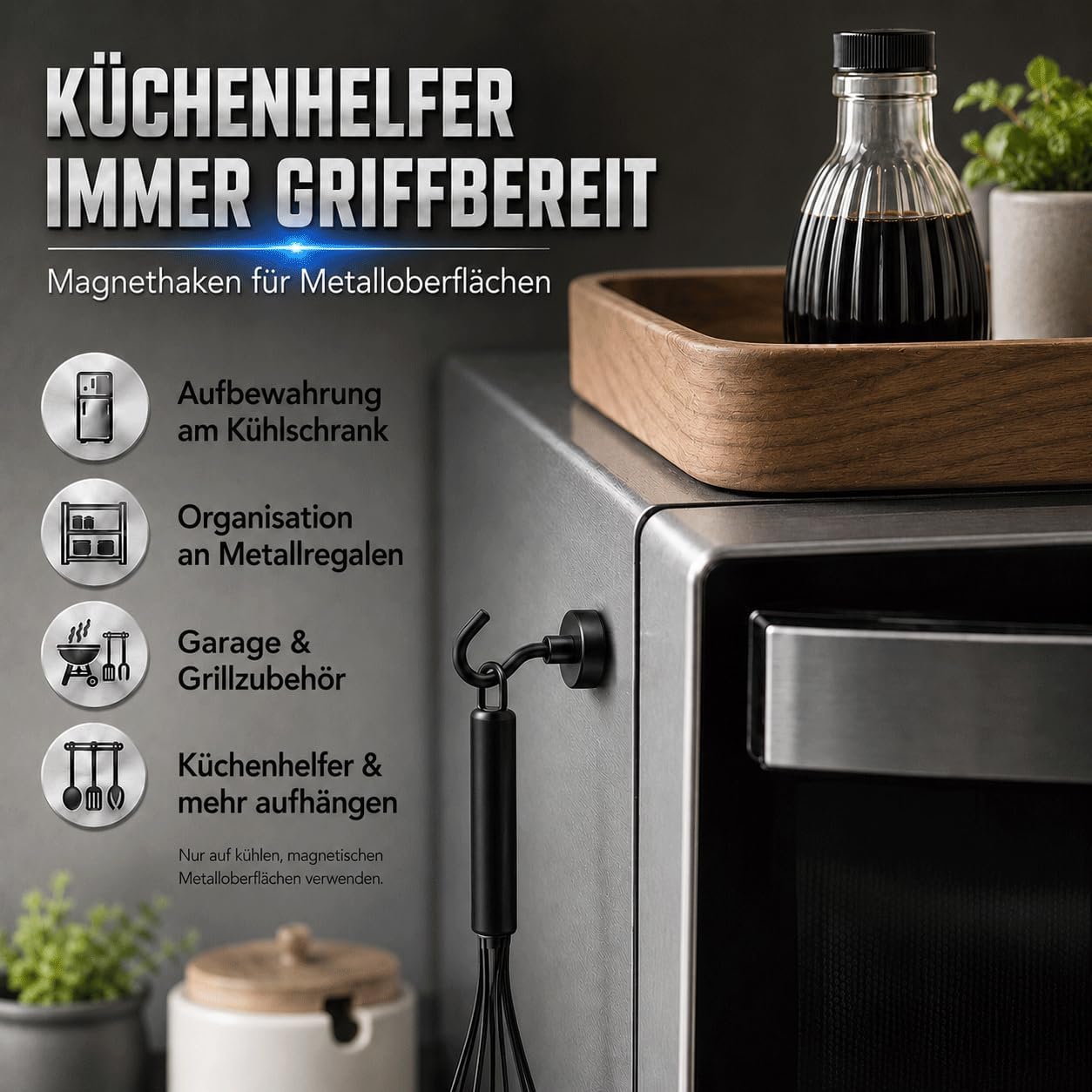 Thumbnail 4 de Neosmuk Magnethaken Schwarz – extra starke Neodym-Magnethaken bis 10 kg für Stahlflächen