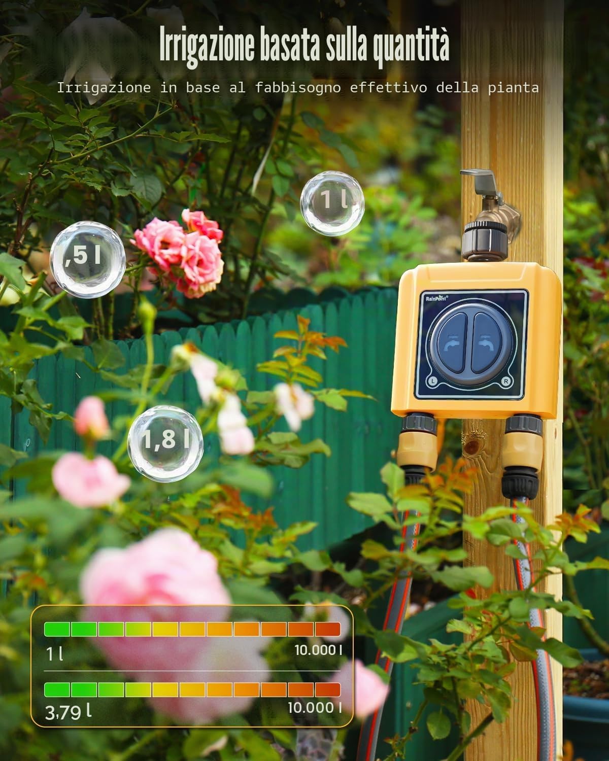 Detalle de RAINPOINT Centralina Irrigazione WiFi 2 Vie: controllo intelligente per prato e giardino
