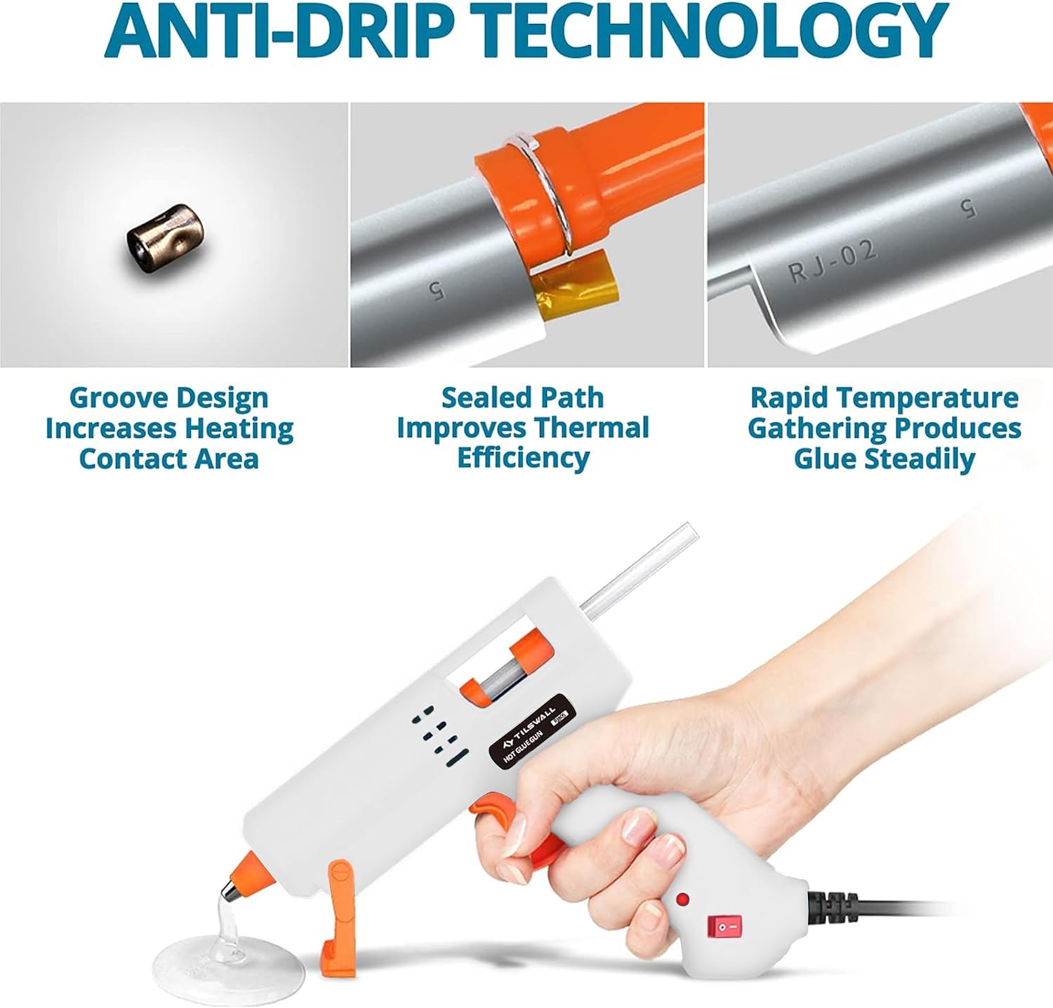 Detalle de Tilswall Hot Glue Gun Kit 50W for Crafting