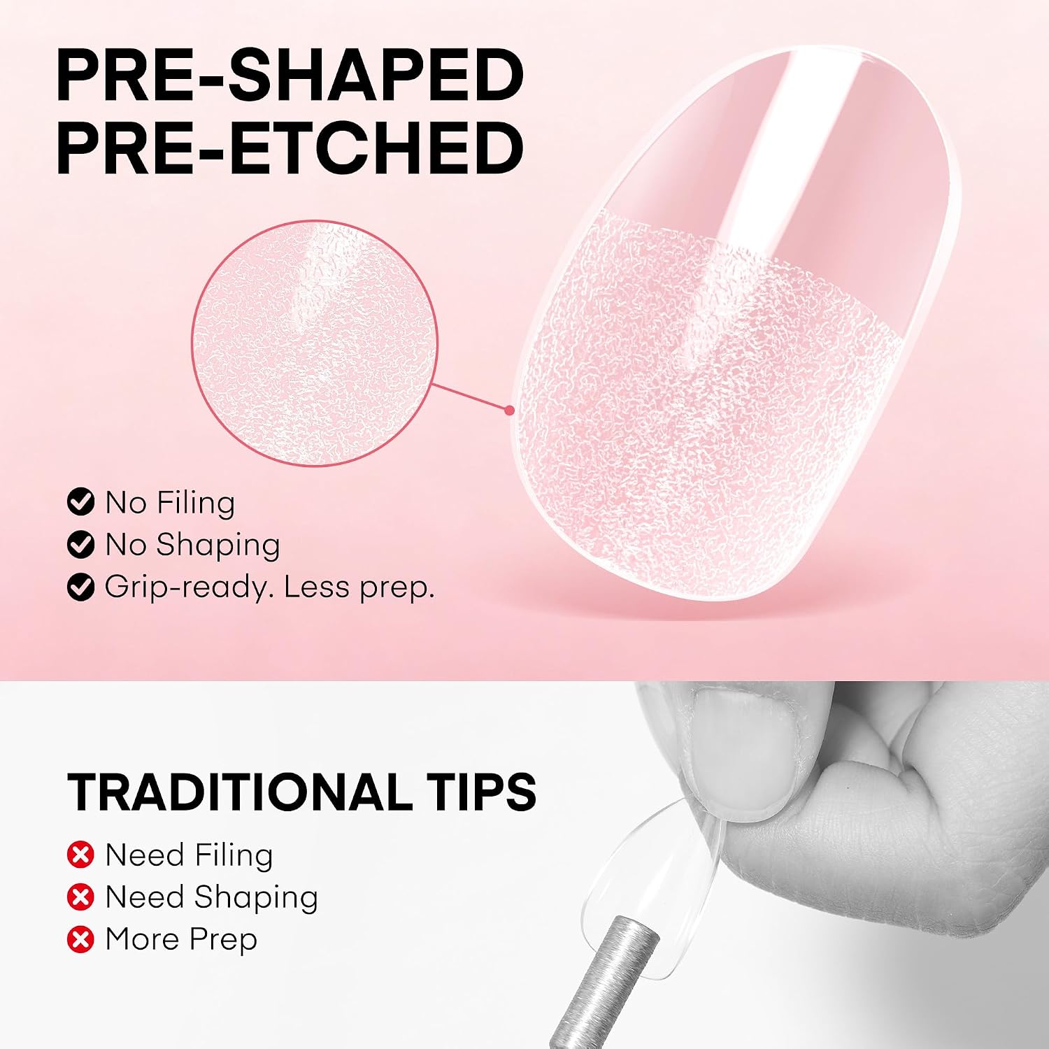 Detalle de UNA GELLA Short Oval Nail Tips, 150-Piece Set