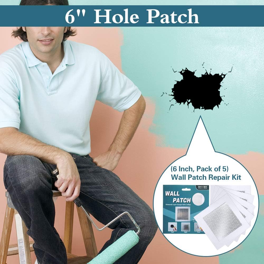 Thumbnail 2 de Safemend 6" by 6" Wall Repair Patch Kit (5 Pcs) – Self-Adhesive Aluminum Mesh Patches for Drywall & Plaster