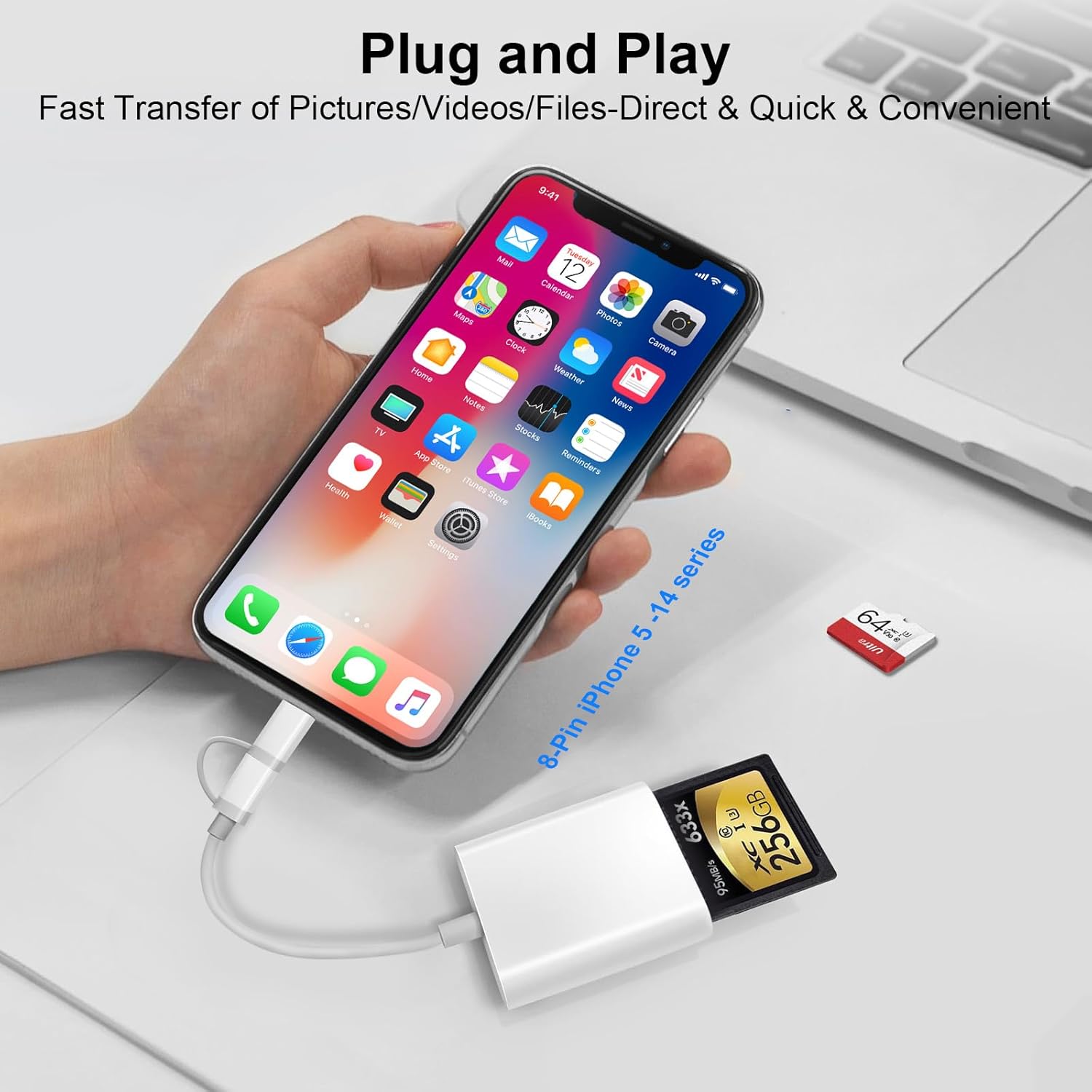 Thumbnail 3 de Dual Connectors Dual Slots SD Card Reader for iPhone