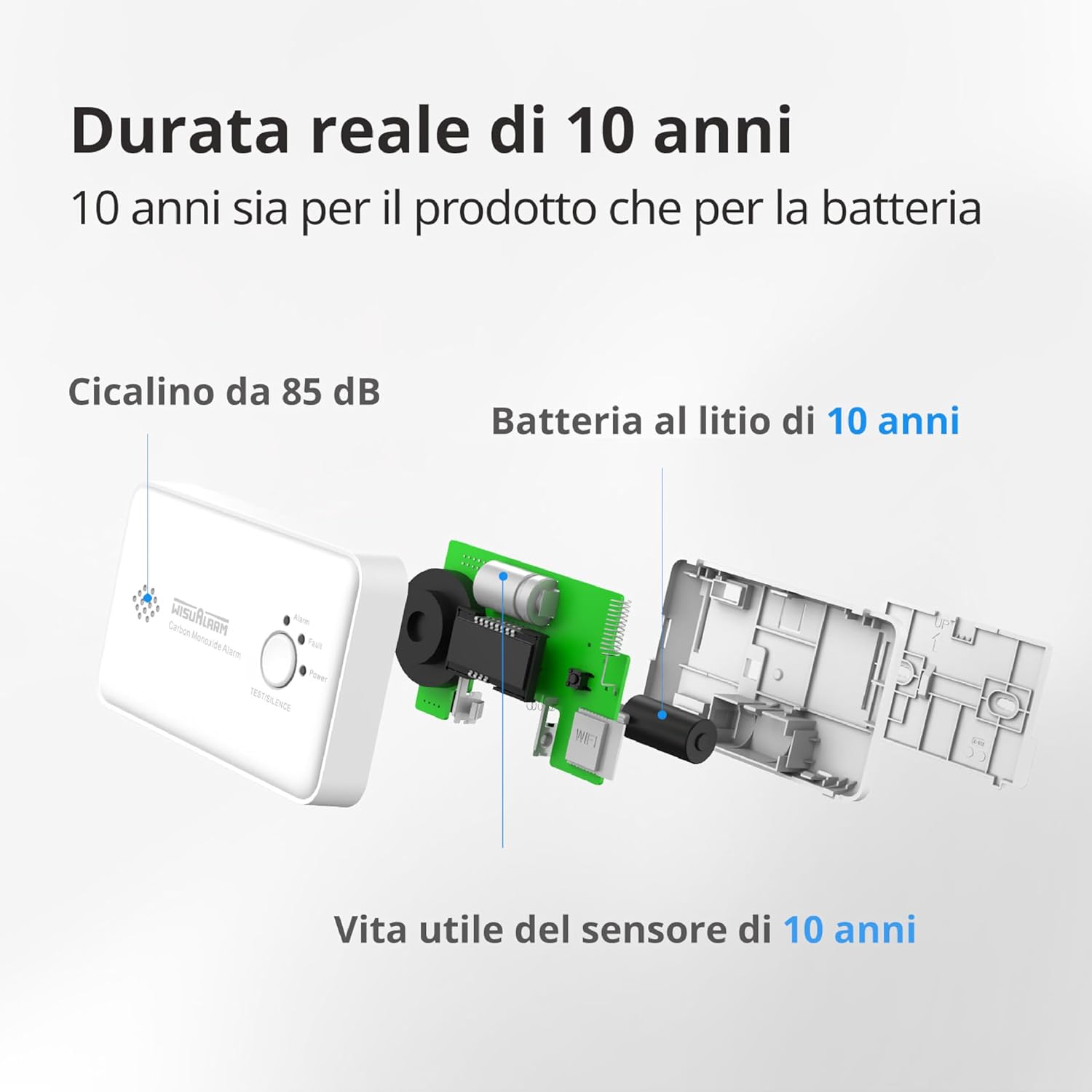 Thumbnail 4 de WISUALARM Rilevatore Monossido di Carbonio 10 anni 📢