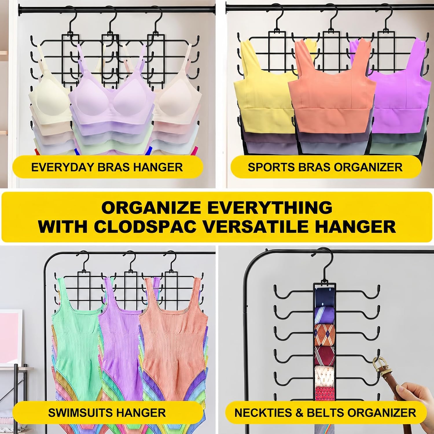 Thumbnail 6 de CLODSPAC 2-Pack 6-Tier Tank Top Hangers, Foldable Stainless Steel Organizers