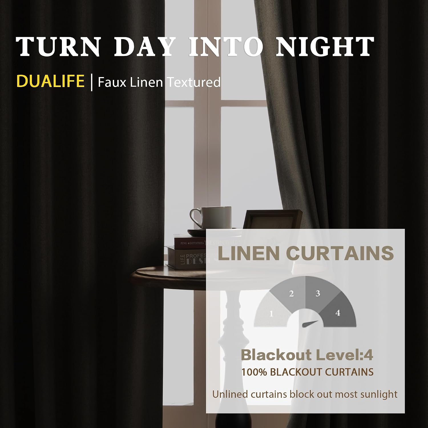 Detalle de DUALIFE Blackout Curtains, 132-Inch