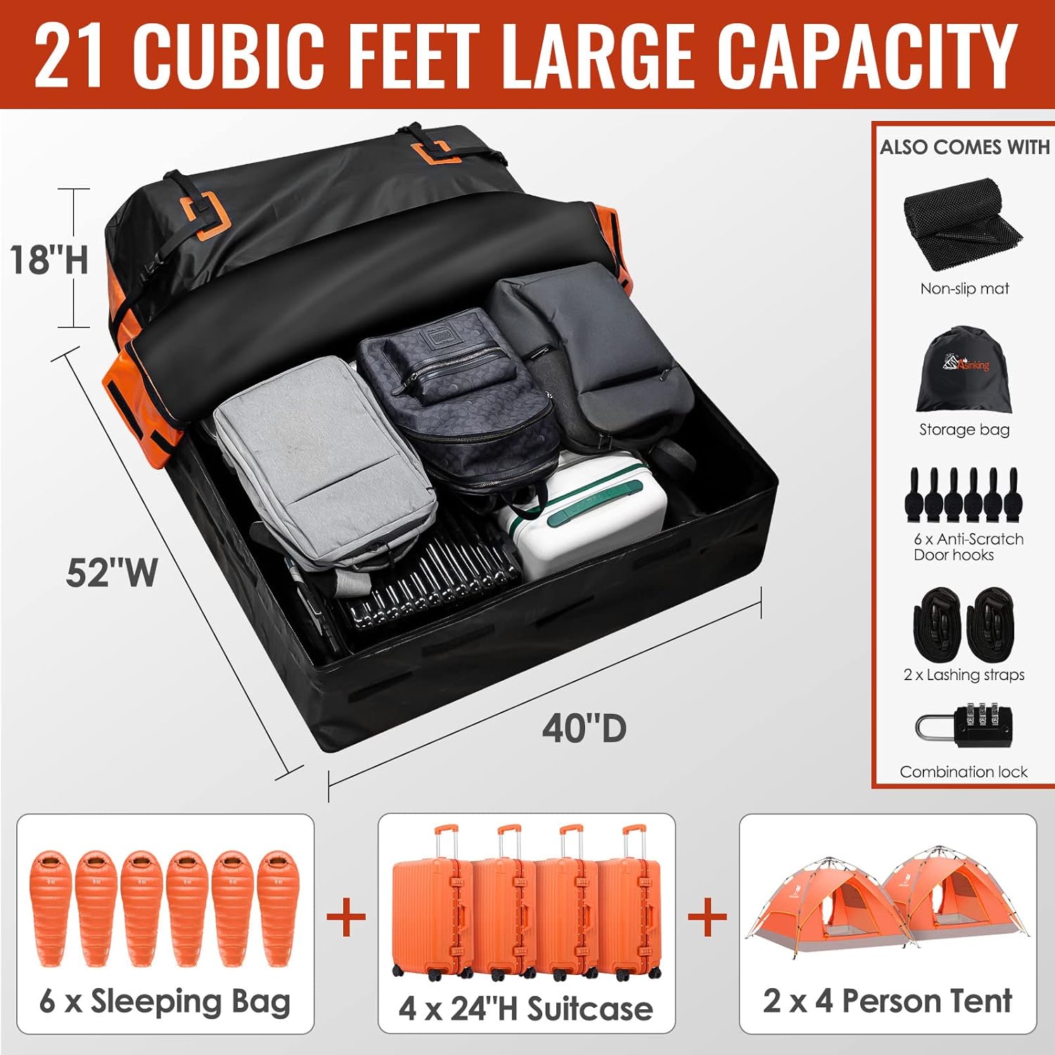Detalle 2 de Rooftop Cargo Carrier Bag 21 cu ft