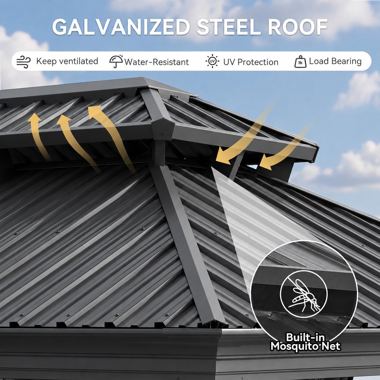 Detalle 2 de Aoxun Hardtop Gazebo 10x14 FT