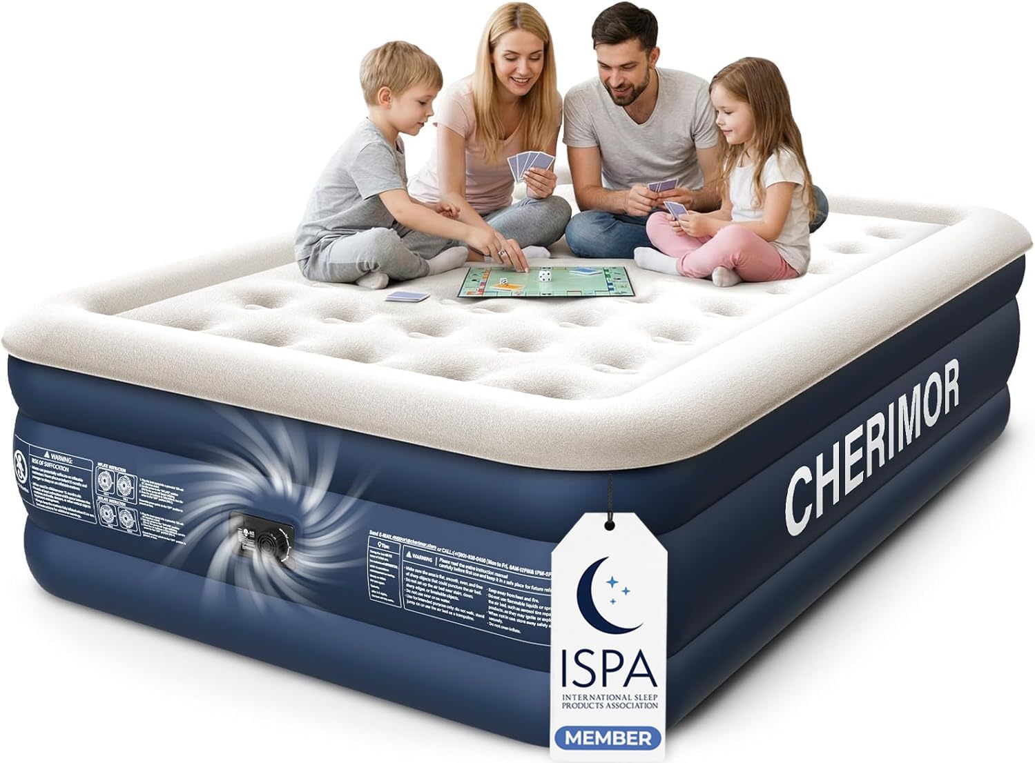 Detalle de CHERIMOR A-Q-18-GRWH-C2 Queen Air Mattress, 18-Inch Raised, Built-In Pump