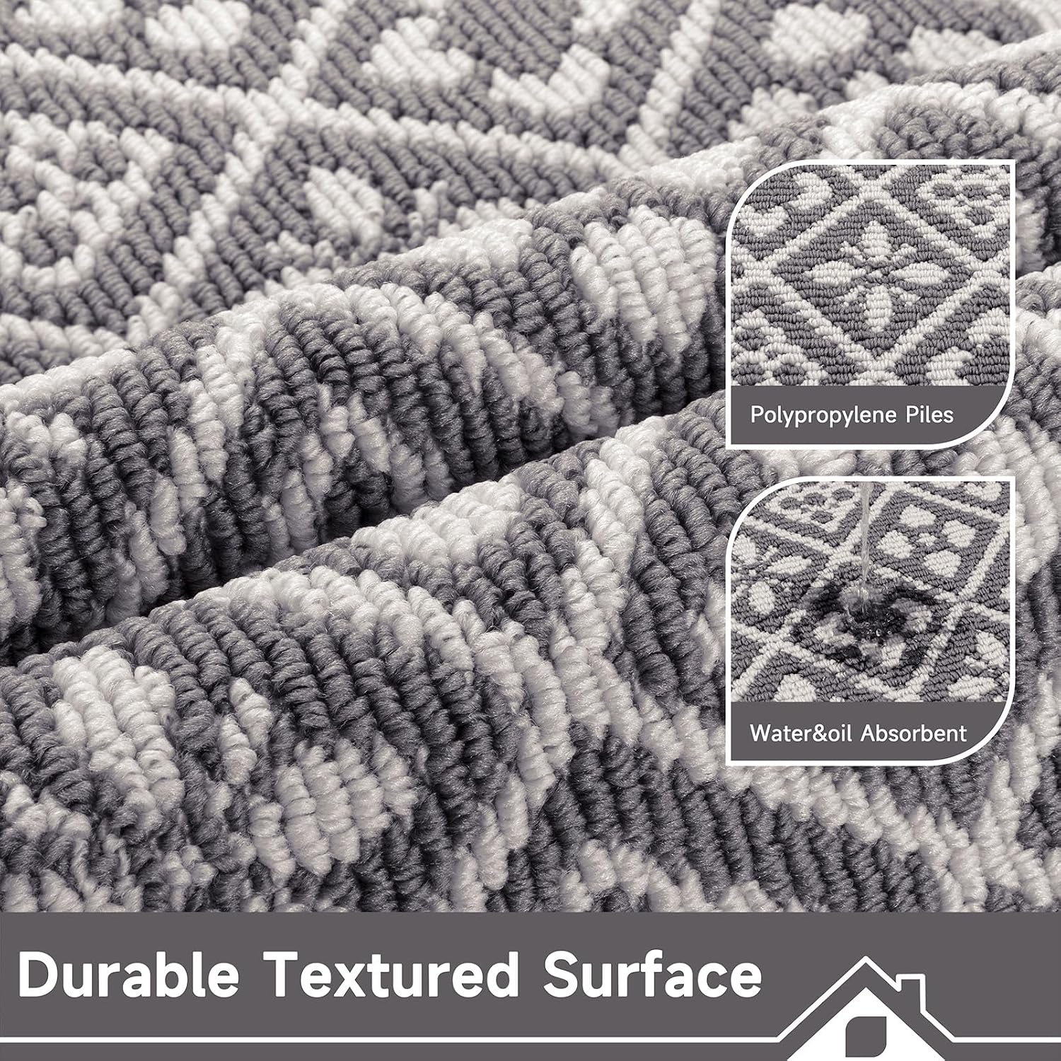 Thumbnail 5 de Ileading 3x5 ft Indoor Door Mat, Washable, Low-Pile, Non-Slip, Gray