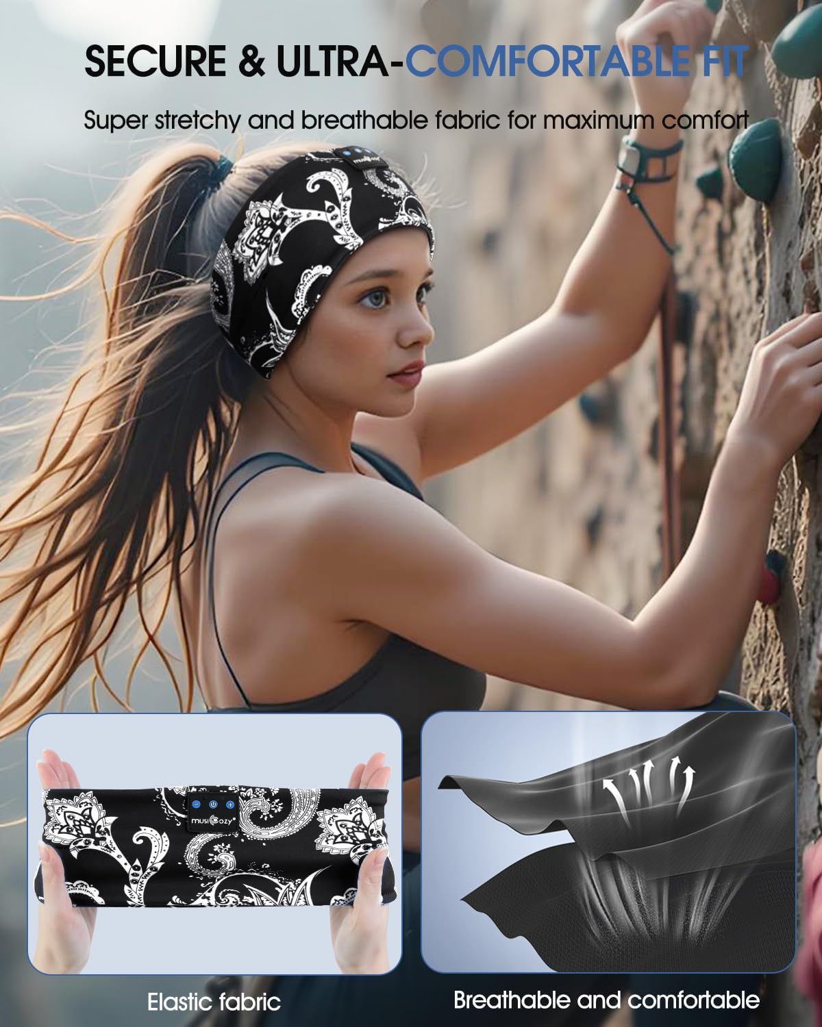 Thumbnail 3 de MUSICOZY Sleep Headphones for Side Sleepers (Bluetooth 5.4) – ultra-soft headband headphones with 16H playtime