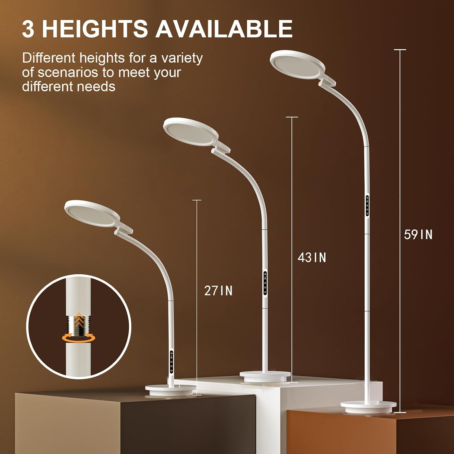Thumbnail 6 de Sozapooty GLD-YP5C-G2V2 10,000-Lux UV-Free Floor Lamp with Adjustable Gooseneck