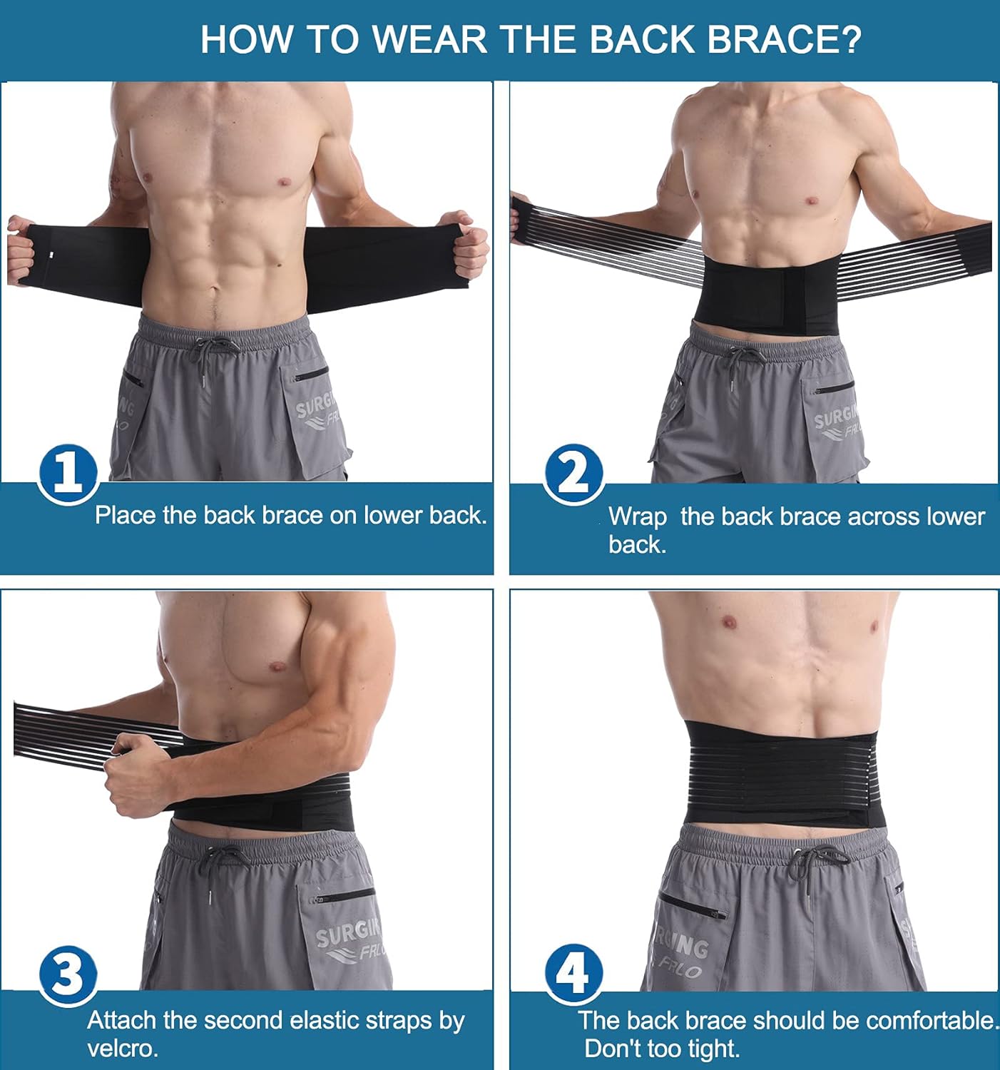 Thumbnail 5 de Paskyee Lower Back Support Belt with 6 Stays: Flexible Lumbar Brace for Pain Relief