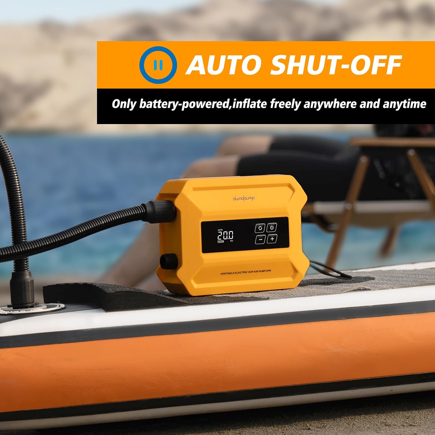 Thumbnail 2 de dwndpump Pompe électrique Portable pour Paddle Board – Haute pressions et 2 niveaux avec arrêt automatique