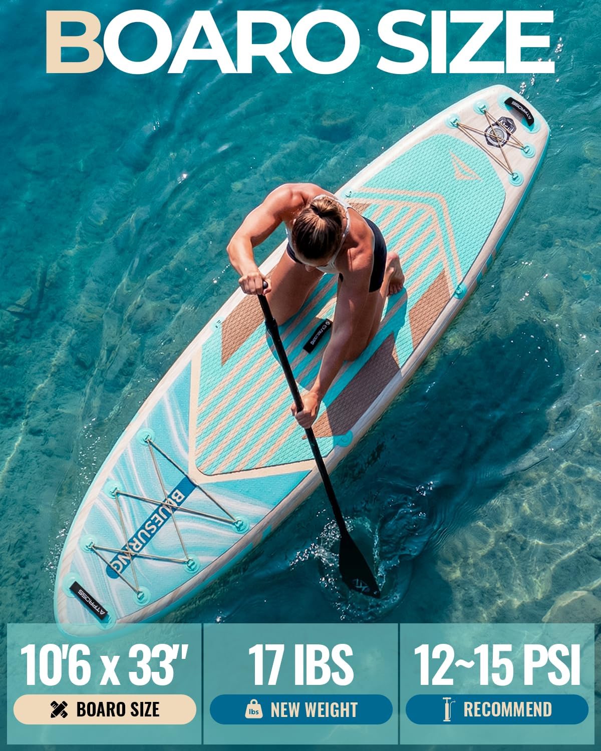 Thumbnail 2 de ATPROSS 10'6" Inflatable Stand Up Paddle Board with Kayak Seat — Extra Wide, 400lbs Capacity
