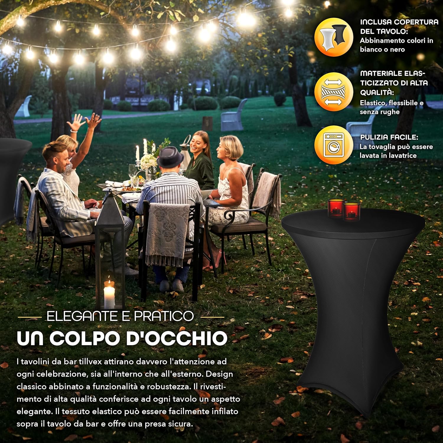 Thumbnail 5 de tillvex Gastro Tavolo pieghevole Ø 80 cm con rivestimento – tavolo da bistrot resistente alle intemperie
