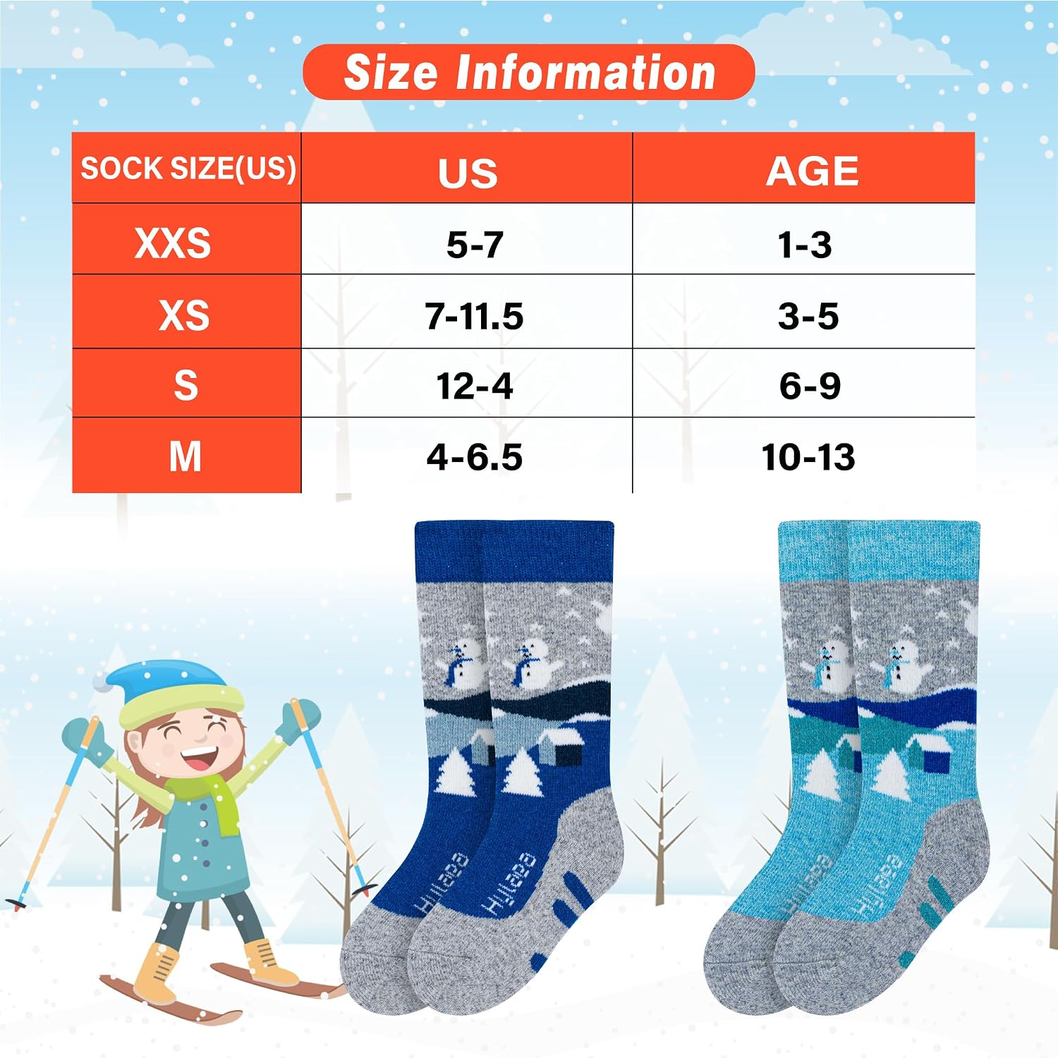Detalle 2 de Hylaea Merino Wool Ski Socks Kids, Knee-High