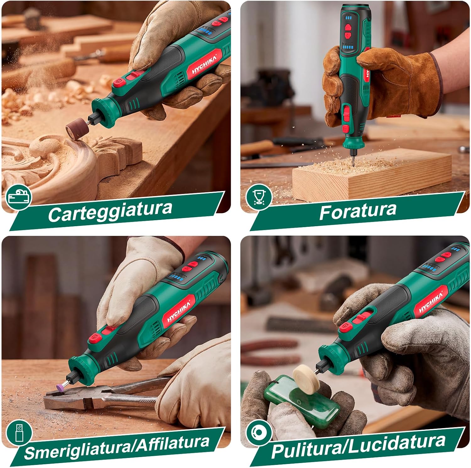 Thumbnail 3 de HYCHIKA Utensile rotativo cordless 8V 2,0Ah con kit 145 accessori