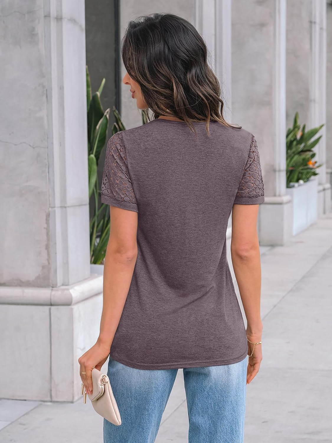 Thumbnail 4 de AUTOMET Women's Dressy Lace Short Sleeve Tops: Lightweight Summer Blouse