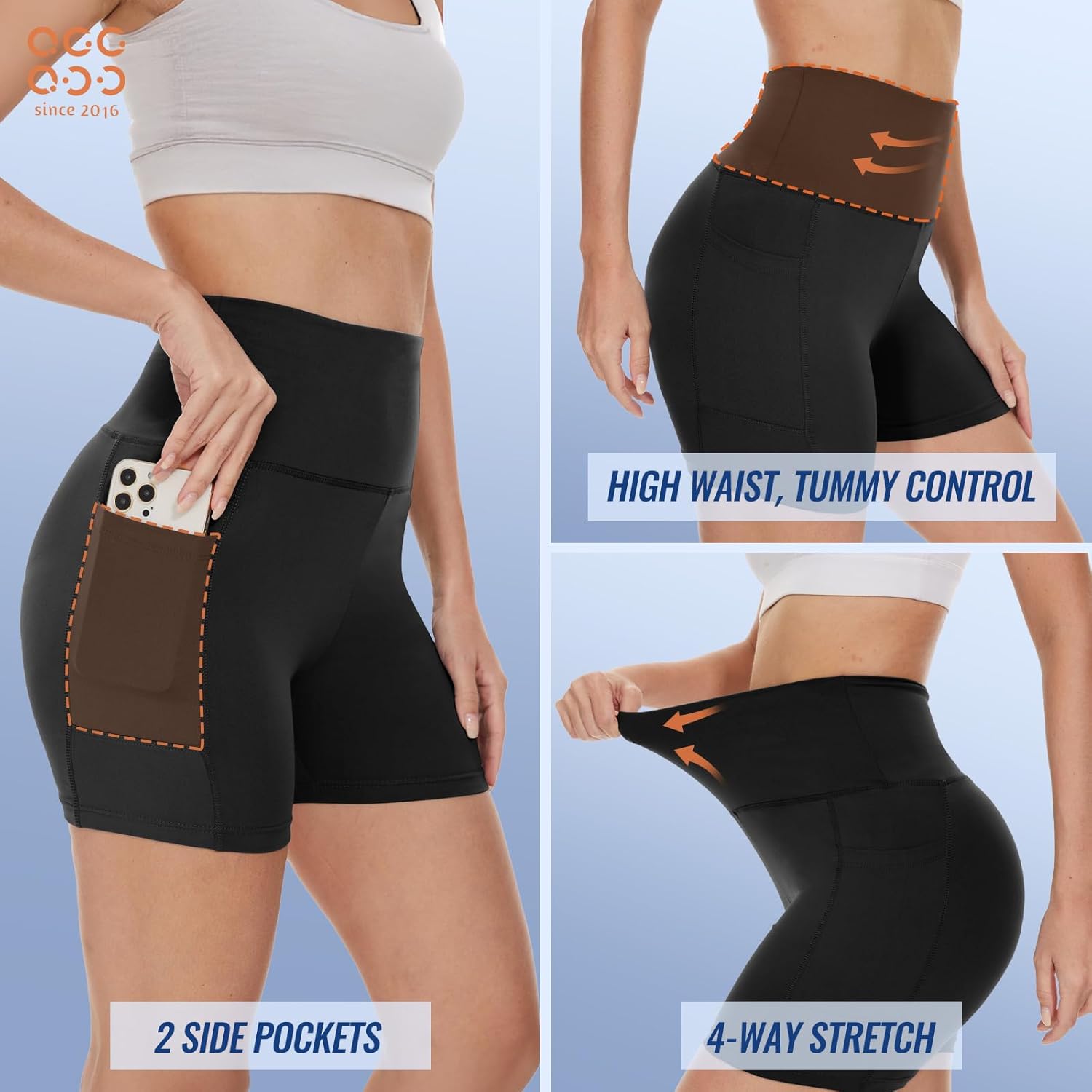 Detalle 2 de High Waisted Biker Shorts 4.5"