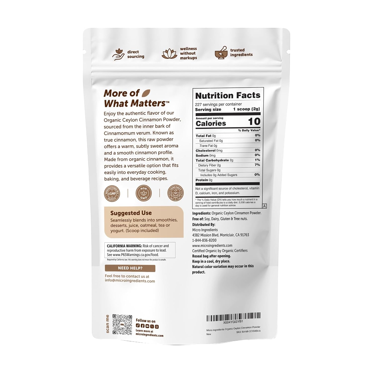 Thumbnail 1 de Micro Ingredients Organic Ceylon Cinnamon Powder, 1 lb, Sri Lanka Source