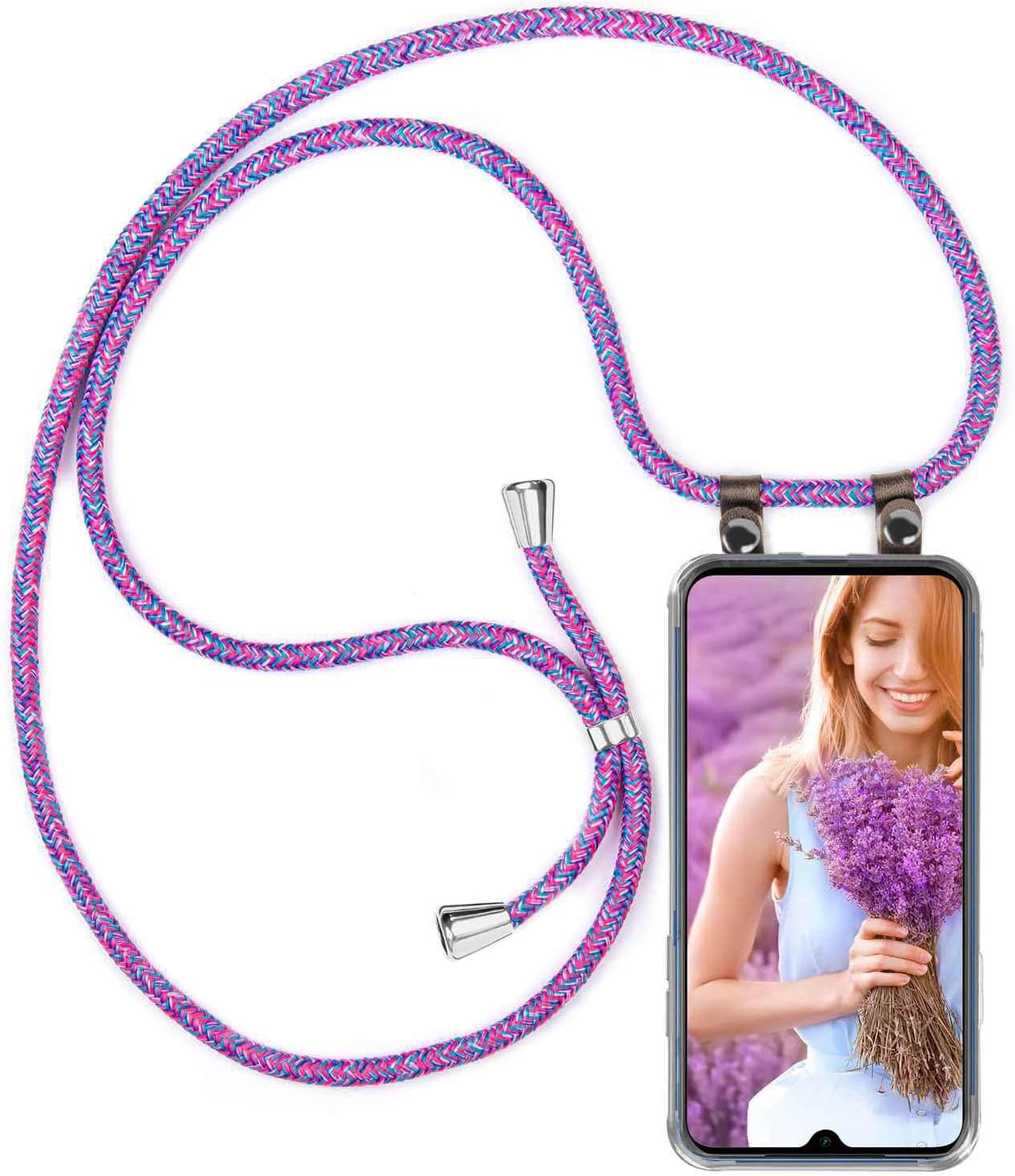 Detalle de moex Collana per Cellulare per Xiaomi Mi Note 10/Note 10 Pro — Custodia con Cinturino Regolabile in Viola Rosa