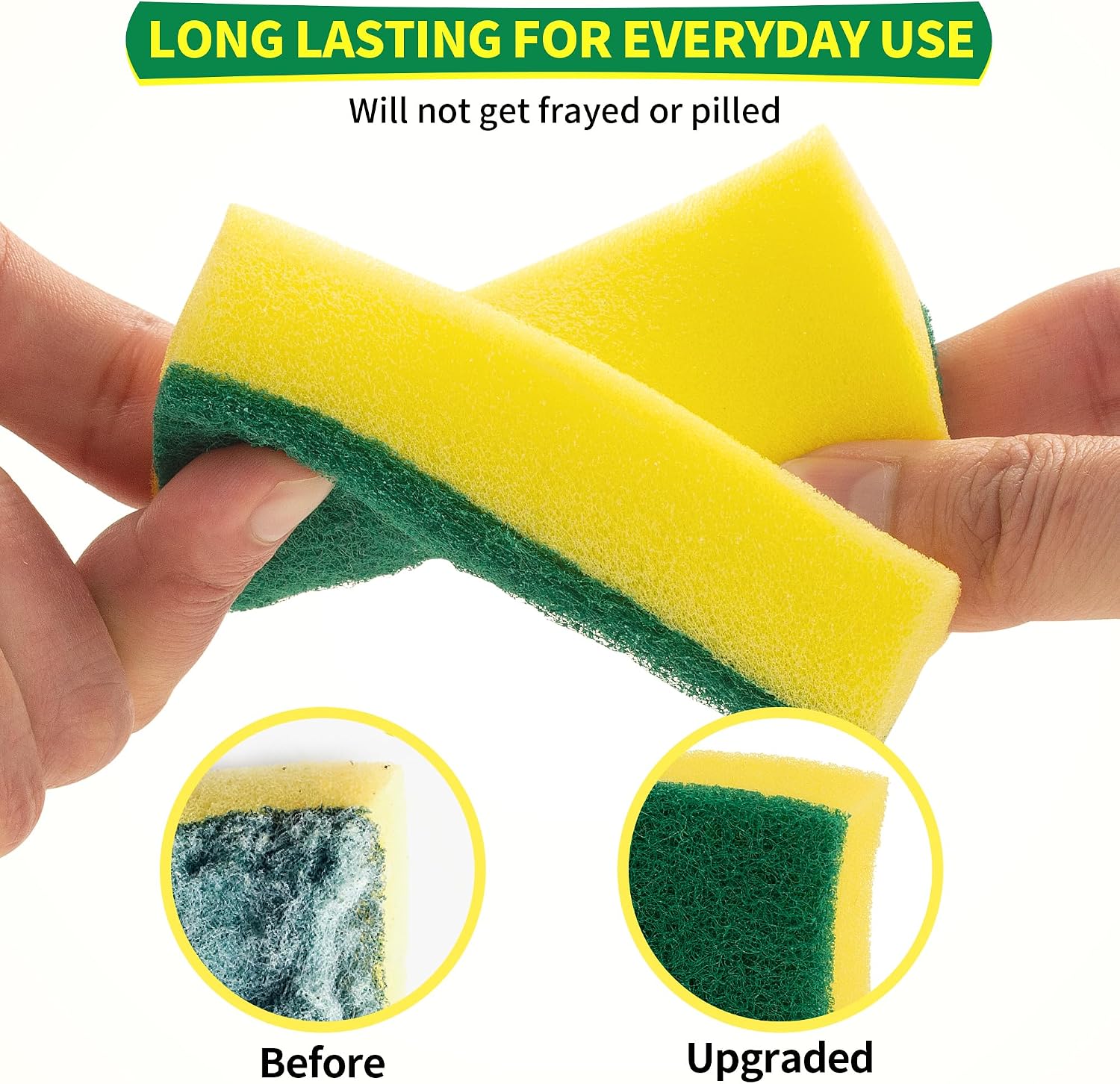 Detalle 2 de HOMERHYME Scrub Pro Heavy-Duty Sponges, 24-Pack, Double-Sided