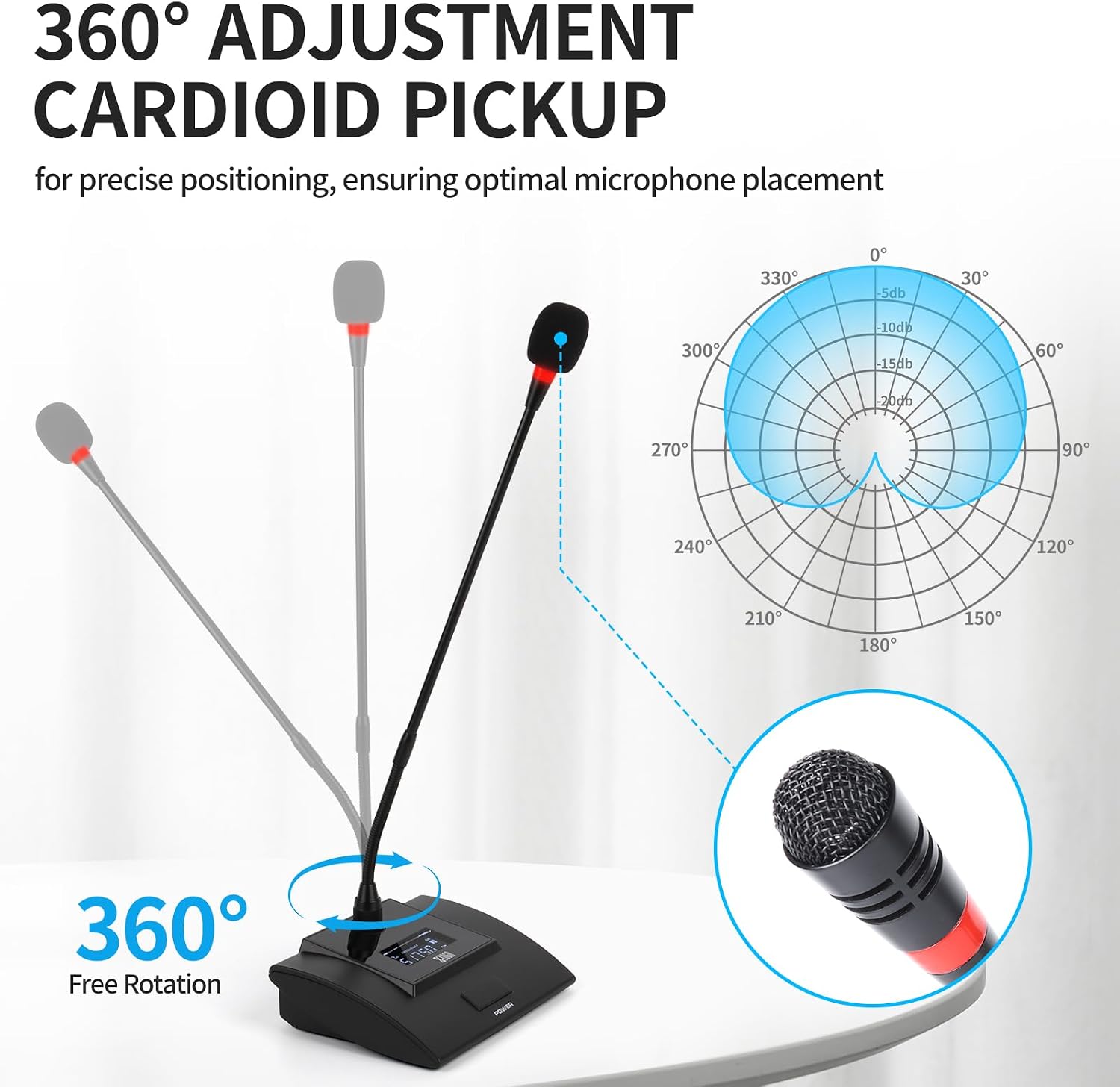 Thumbnail 3 de XTUGA CM240 4-Channel Wireless Conference Microphone System with UHF Gooseneck Mics