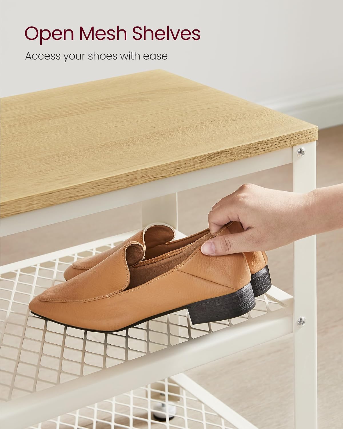 Thumbnail 4 de VASAGLE Daxton Collection LBS073W09 Shoe Bench with Seat, 2 Mesh Shelves