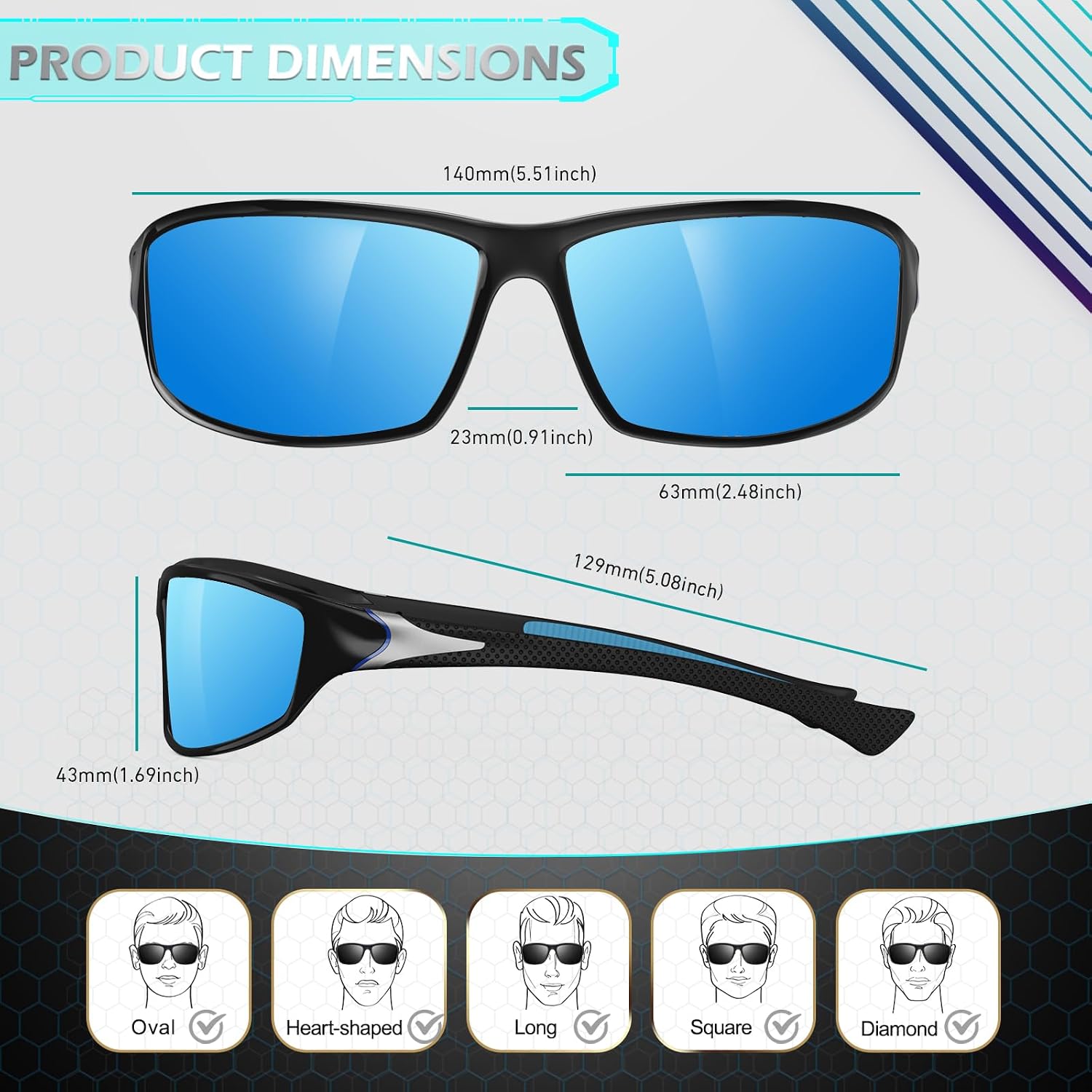 Thumbnail 5 de Sunier Polarised Cycling Sunglasses – Unbreakable Wraparound UV400 Lenses for Outdoors