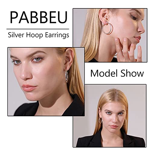 Thumbnail 2 de PABBEU 3Pairs 925 Sterling Silver Hoops Earrings – Lightweight, Hypoallergenic and Everyday Friendly