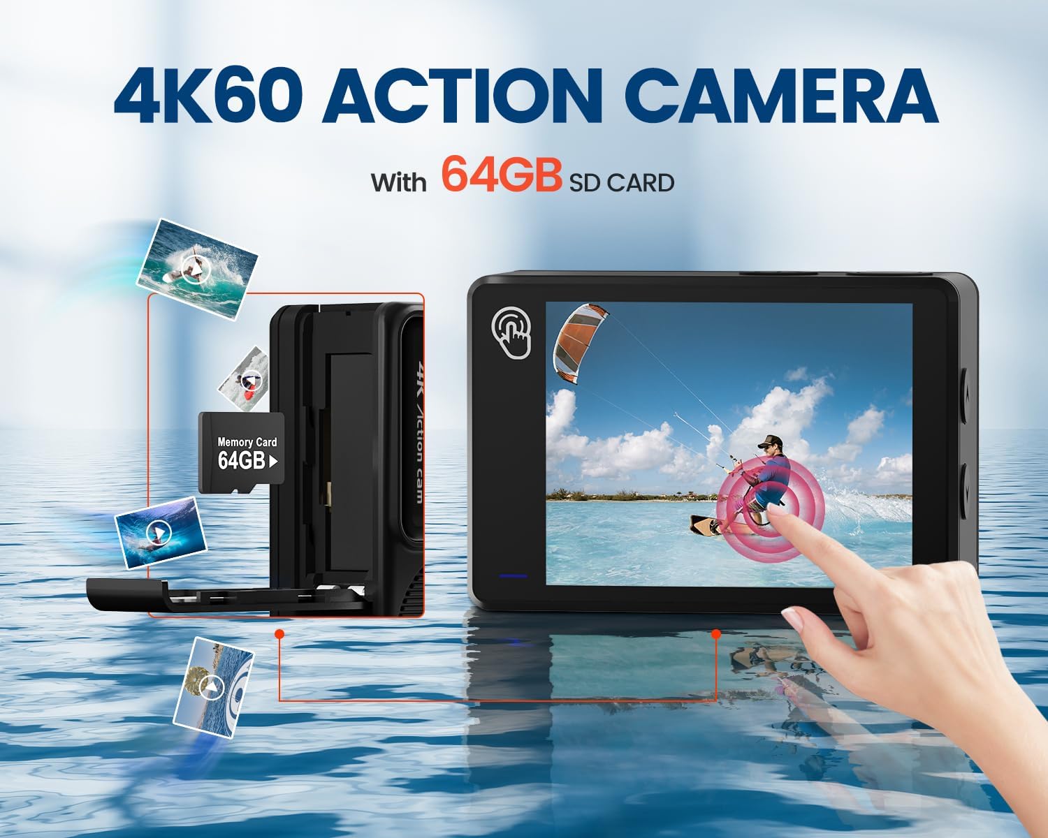 Detalle 2 de Camlance 4K60FPS Cámara deportiva 48MP 64GB